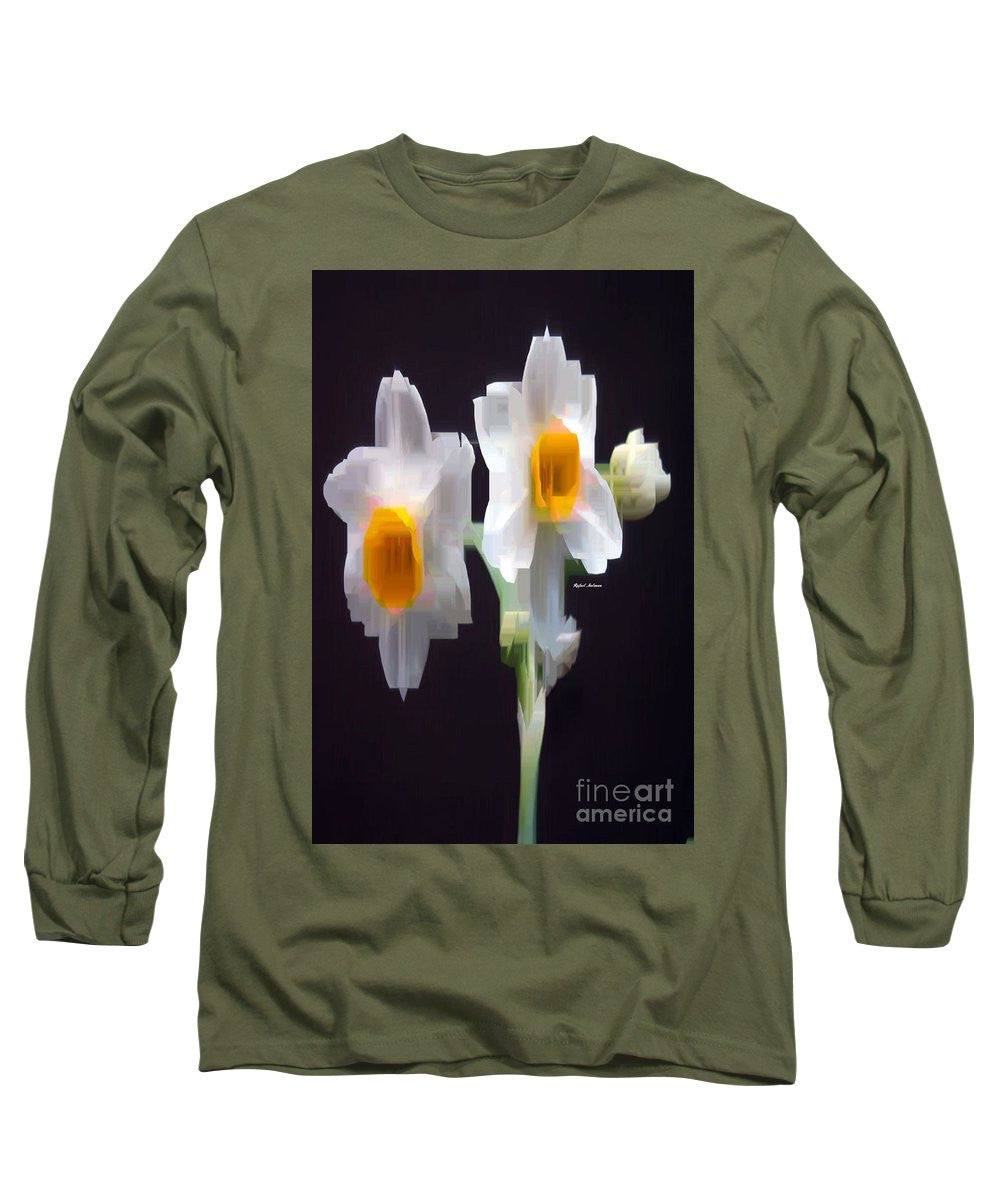 Long Sleeve T-Shirt - White And Yellow Flower