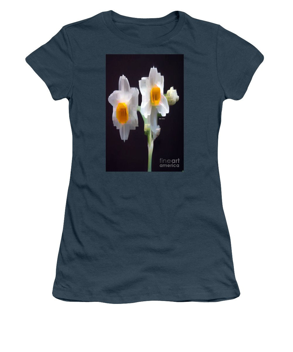 Women's T-Shirt (Junior Cut) - White And Yellow Flower