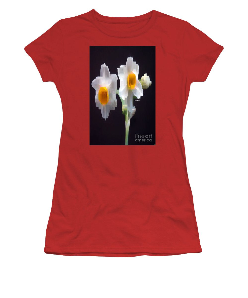 Women's T-Shirt (Junior Cut) - White And Yellow Flower