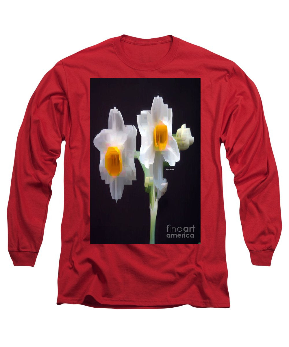 Long Sleeve T-Shirt - White And Yellow Flower