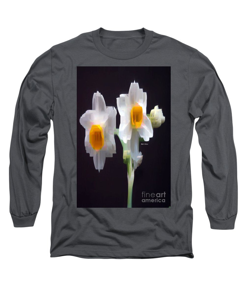 Long Sleeve T-Shirt - White And Yellow Flower