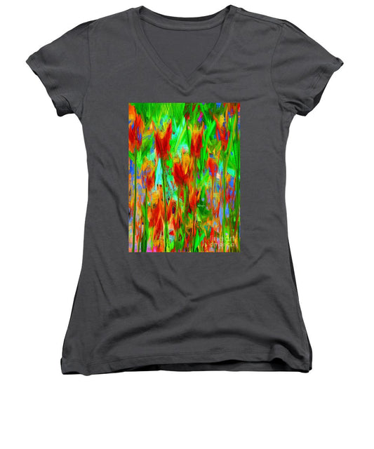 Women's V-Neck T-Shirt (Junior Cut) - Wild Flowers