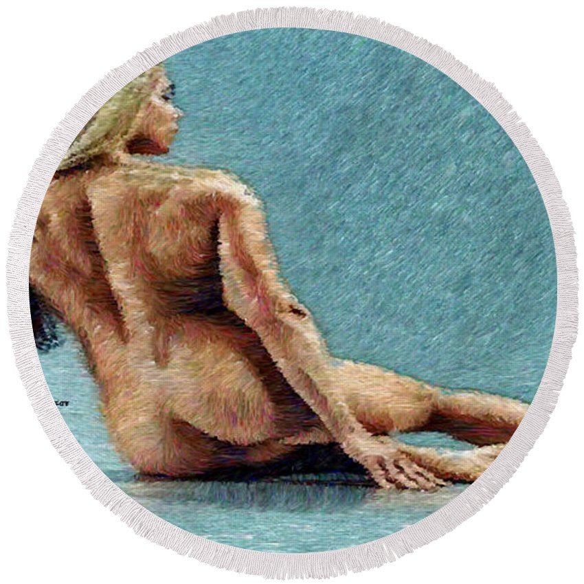 Round Beach Towel - Woman In A Flattering Pose