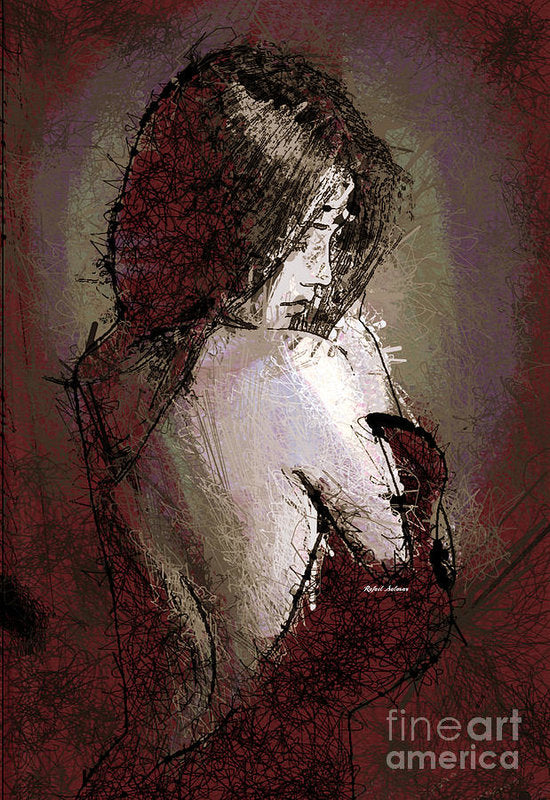 Woman In A Red Dress - Art Print