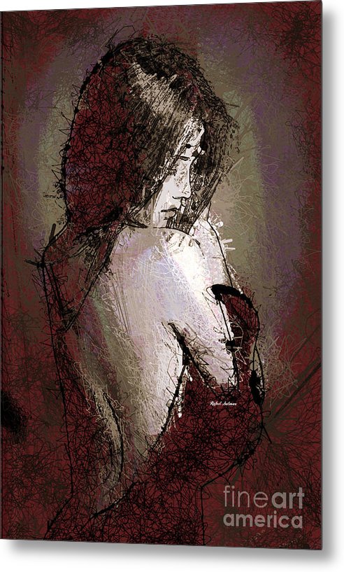 Woman In A Red Dress - Metal Print