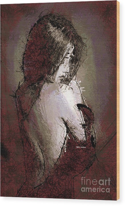 Woman In A Red Dress - Wood Print