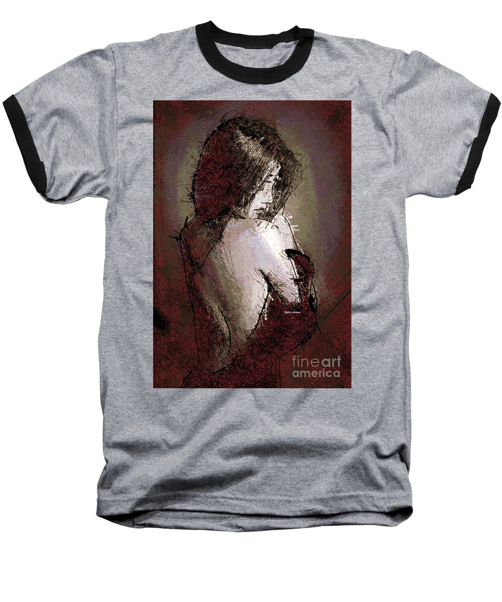 Woman In A Red Dress - Baseball T-Shirt