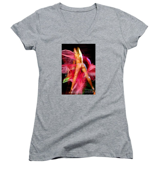 Women's V-Neck T-Shirt (Junior Cut) - Woman In Pink