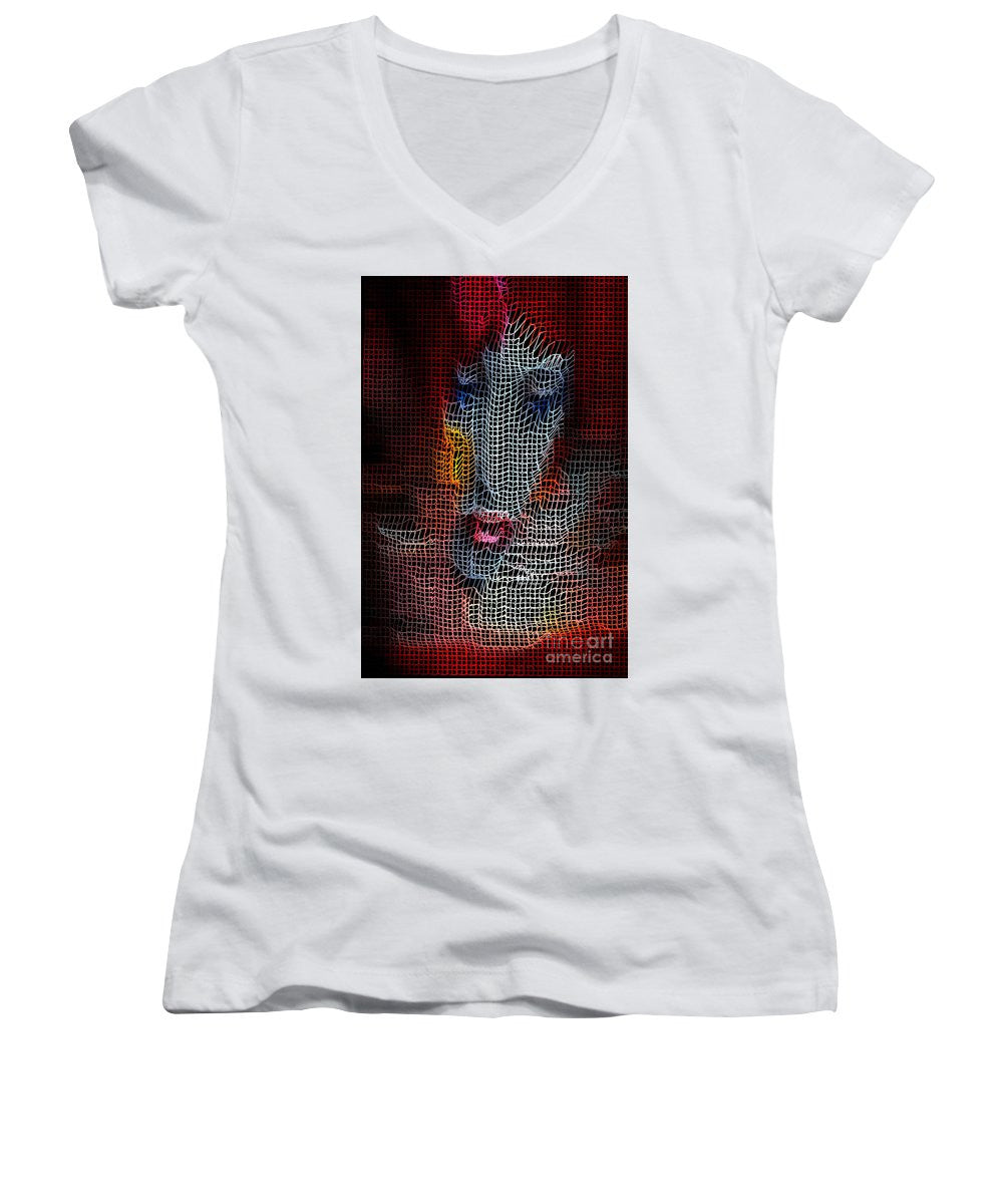 Women's V-Neck T-Shirt (Junior Cut) - Woman In Red