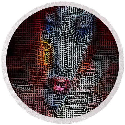 Round Beach Towel - Woman In Red