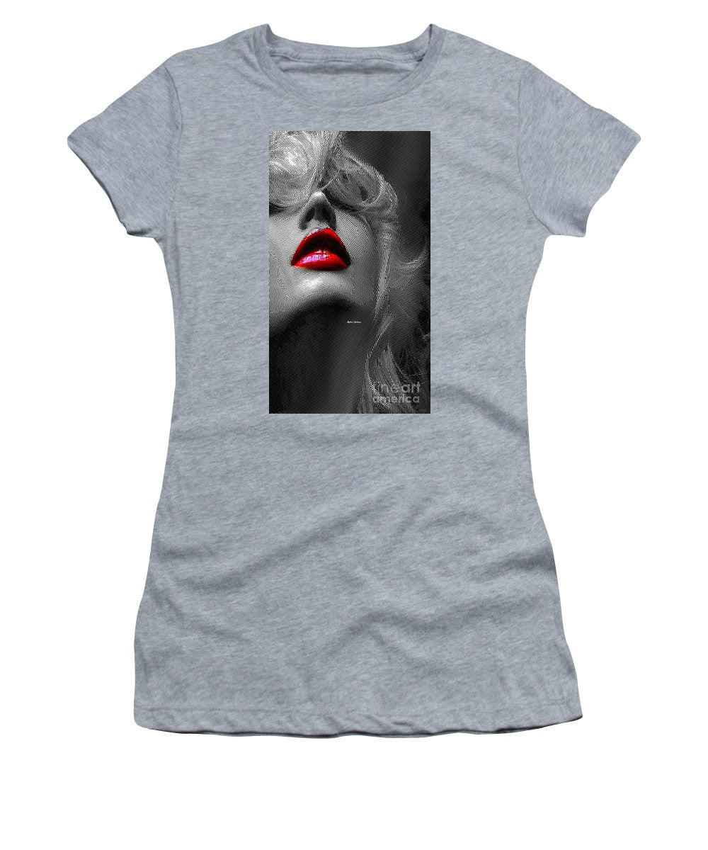 T-shirt pour femme (coupe junior) - Femme aux lèvres rouges