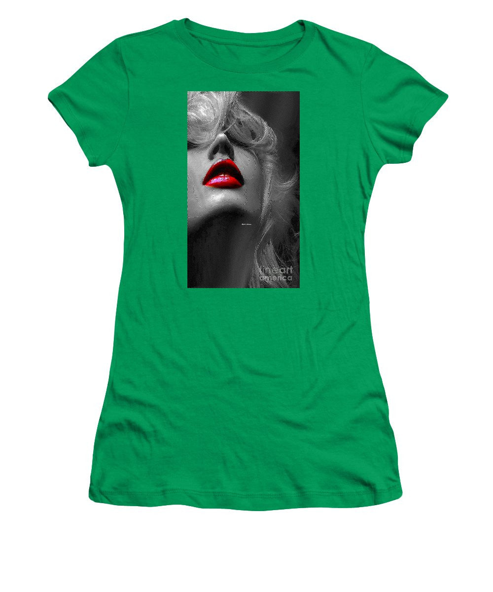 T-shirt pour femme (coupe junior) - Femme aux lèvres rouges