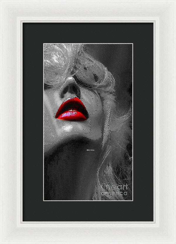 Framed Print - Woman With Red Lips