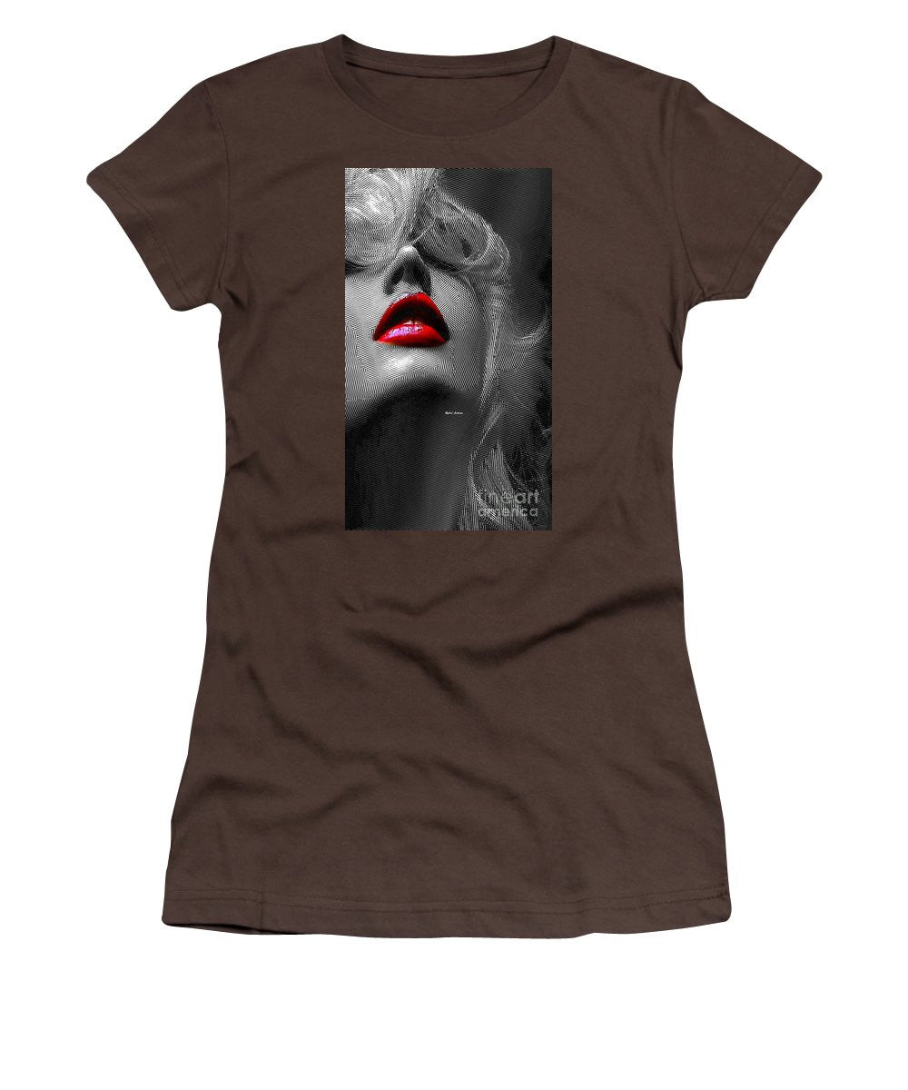 T-shirt pour femme (coupe junior) - Femme aux lèvres rouges