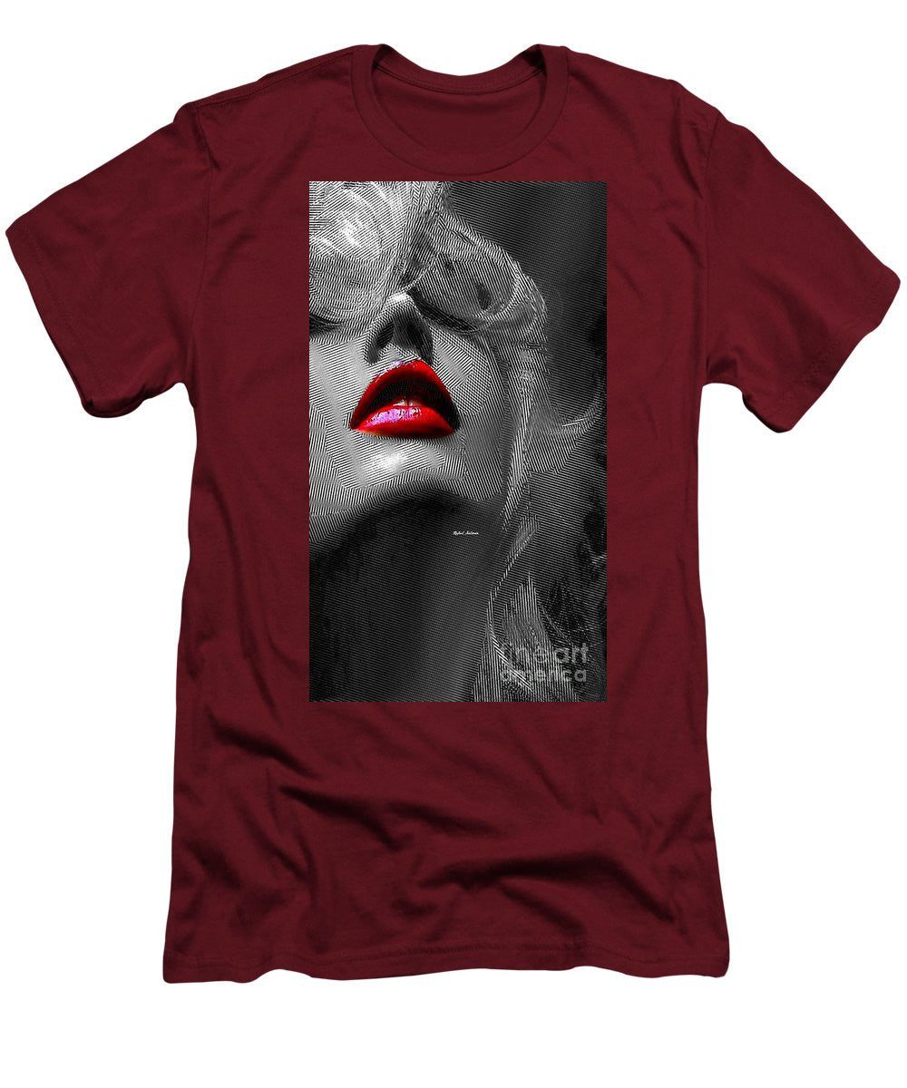 T-shirt pour homme (coupe ajustée) - Femme aux lèvres rouges