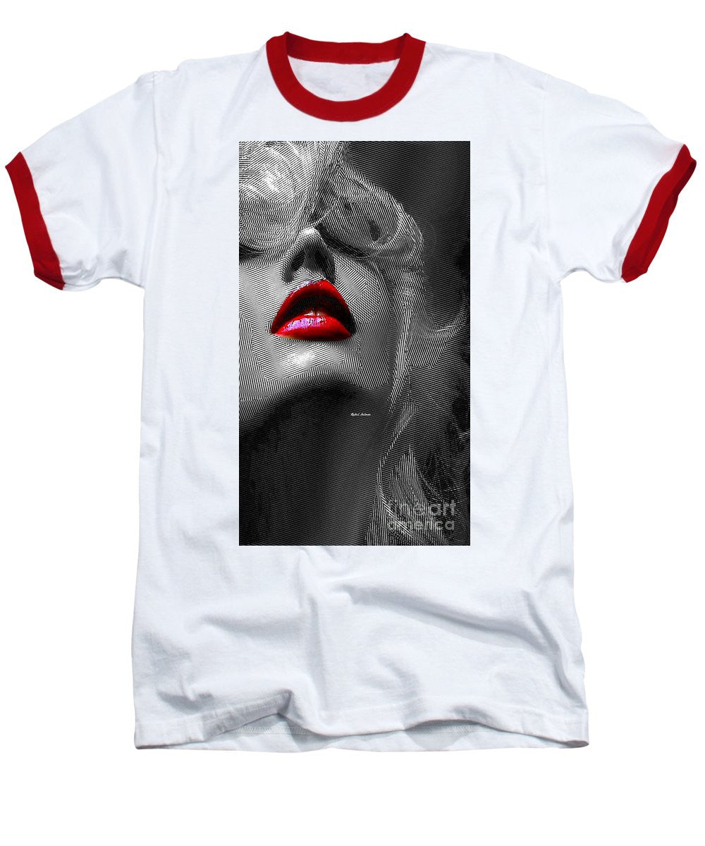 Baseball T-Shirt - Woman With Red Lips