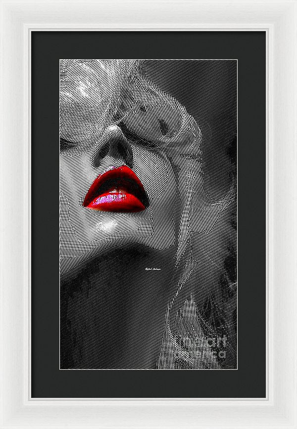 Framed Print - Woman With Red Lips
