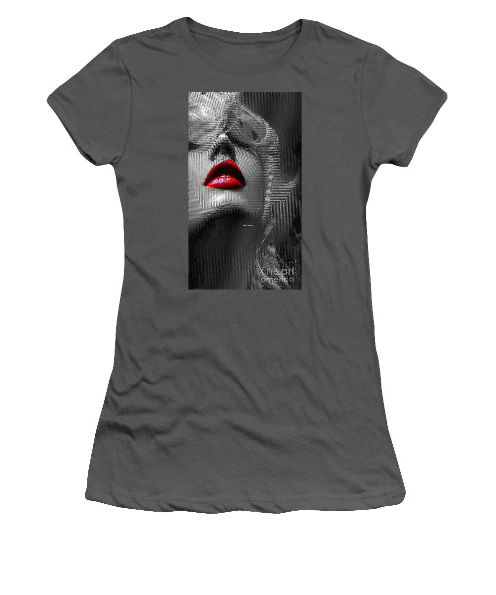 T-shirt pour femme (coupe junior) - Femme aux lèvres rouges