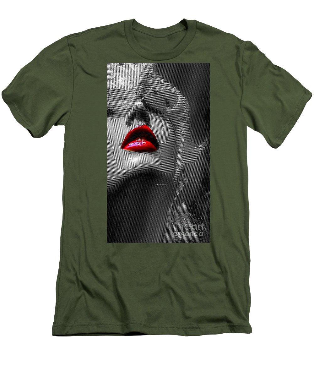 T-shirt pour homme (coupe ajustée) - Femme aux lèvres rouges