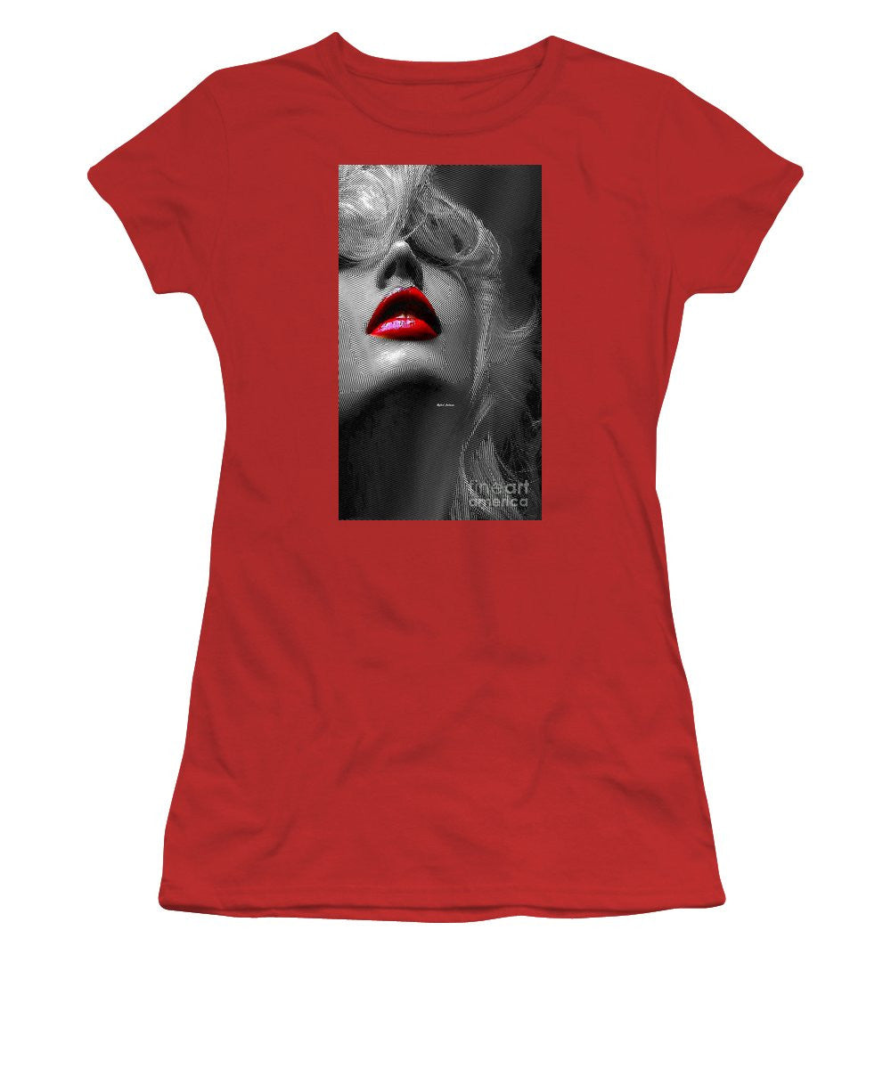 T-shirt pour femme (coupe junior) - Femme aux lèvres rouges