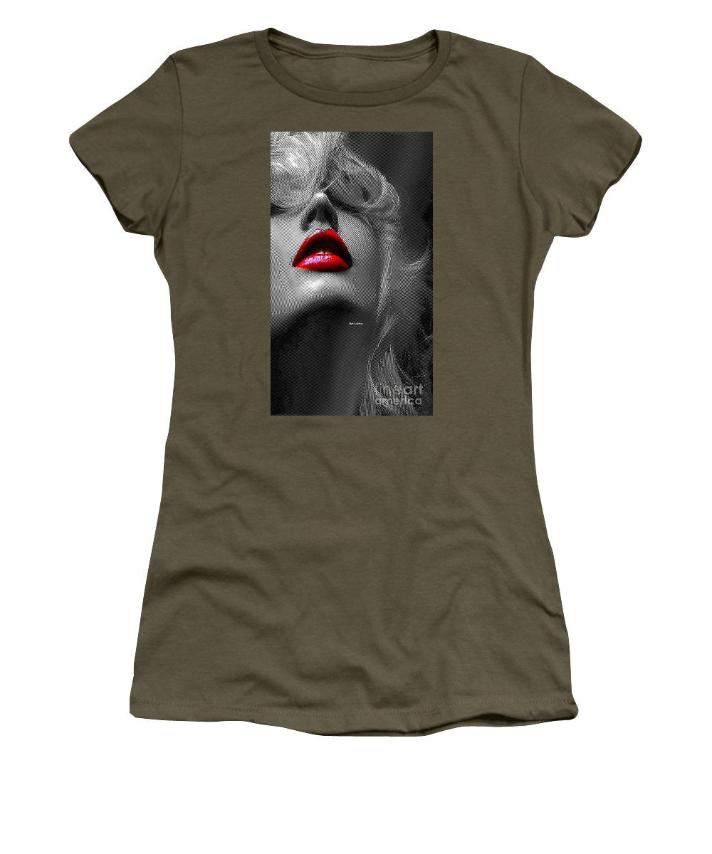 T-shirt pour femme (coupe junior) - Femme aux lèvres rouges