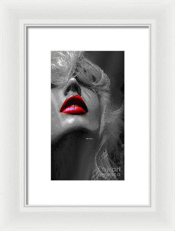 Framed Print - Woman With Red Lips