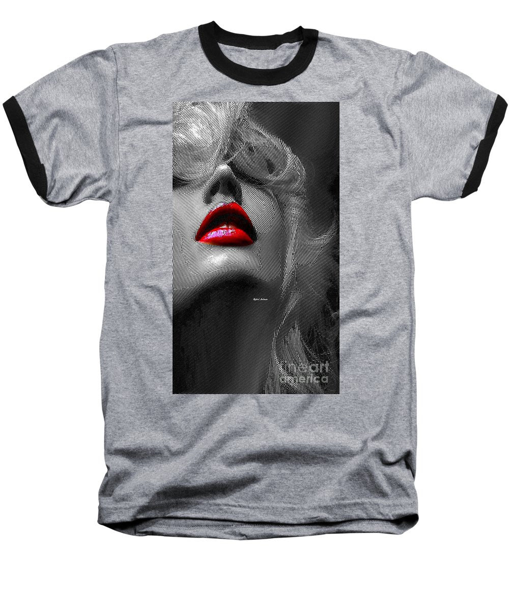 Baseball T-Shirt - Woman With Red Lips