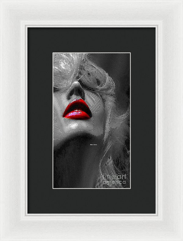 Framed Print - Woman With Red Lips