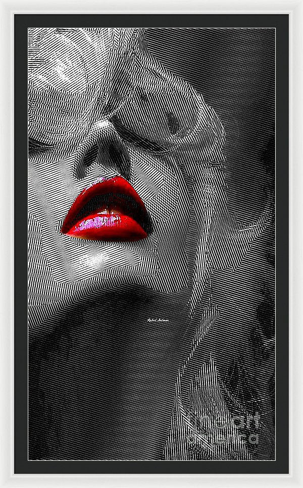 Framed Print - Woman With Red Lips