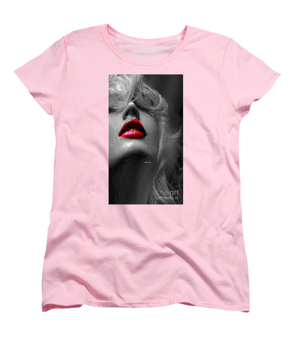 T-shirt femme (coupe standard) - Femme aux lèvres rouges