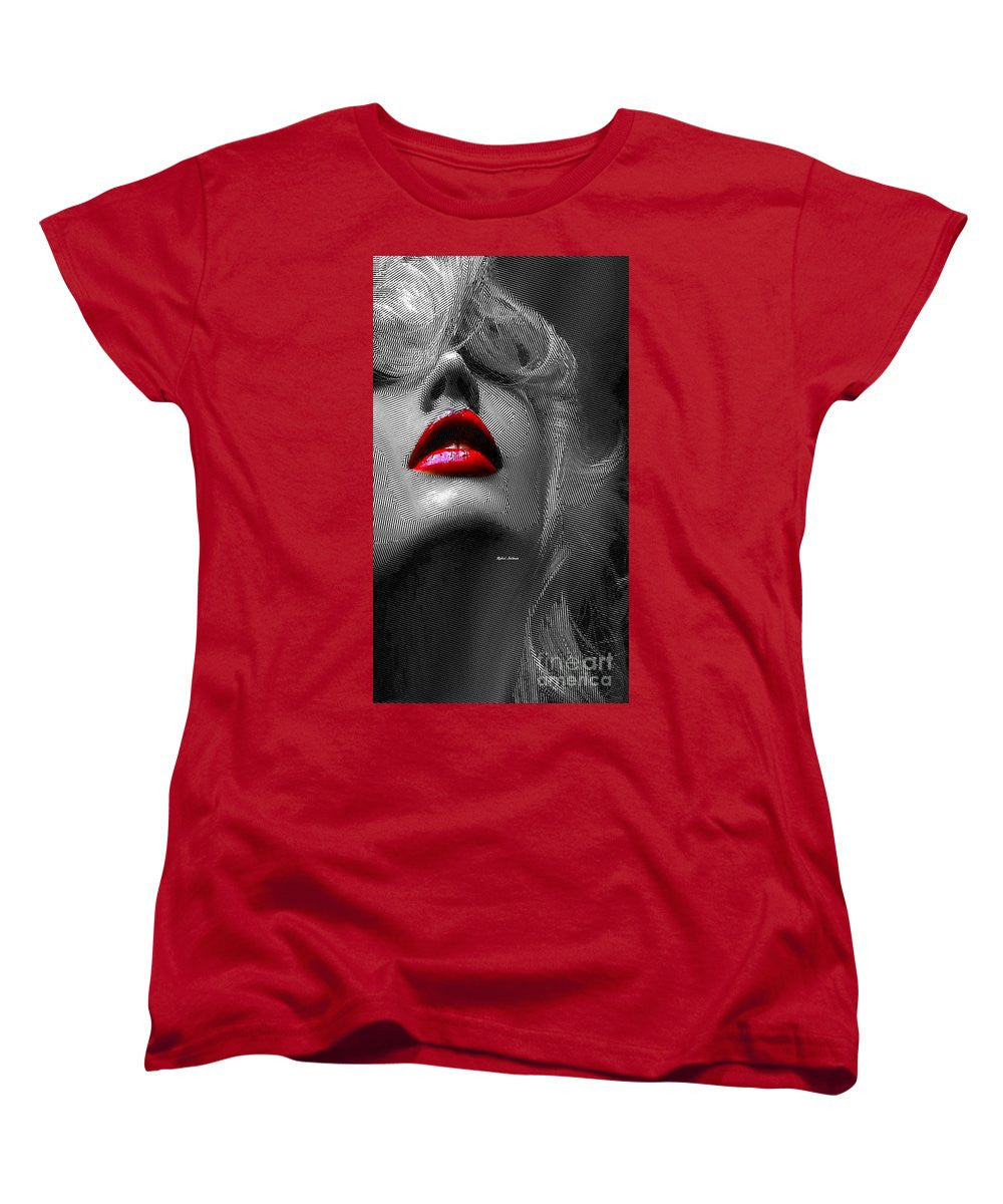 T-shirt femme (coupe standard) - Femme aux lèvres rouges