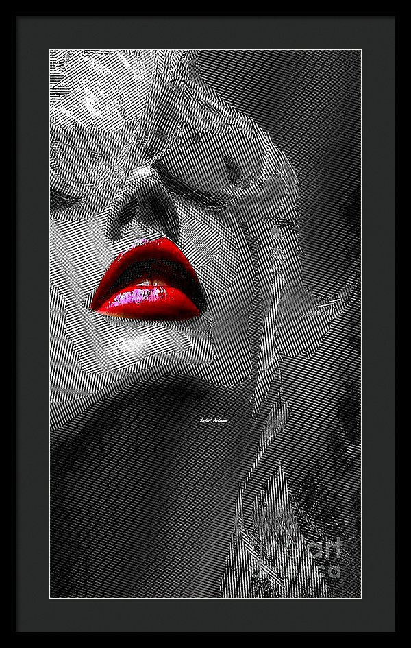 Framed Print - Woman With Red Lips