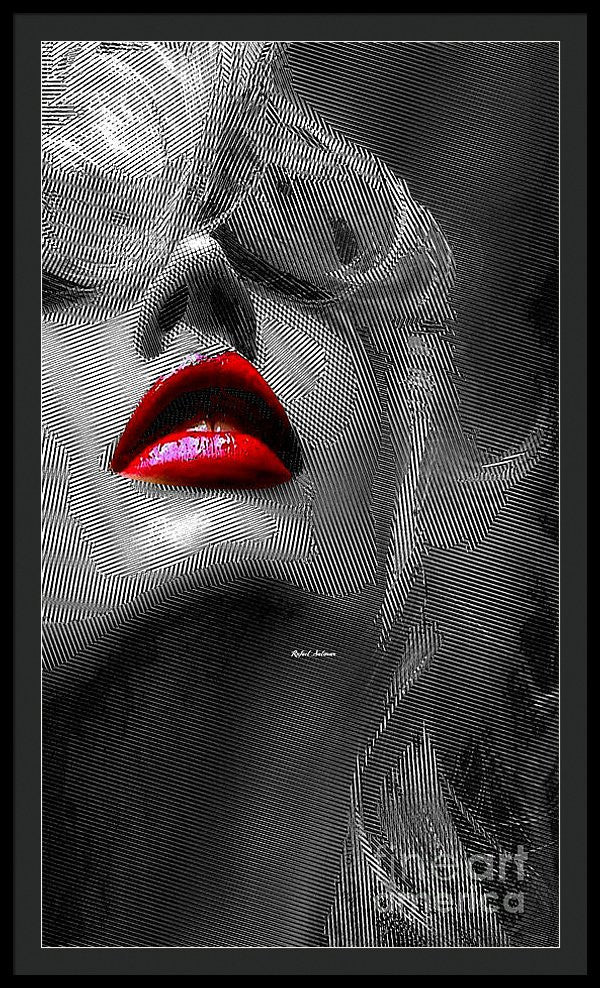 Framed Print - Woman With Red Lips