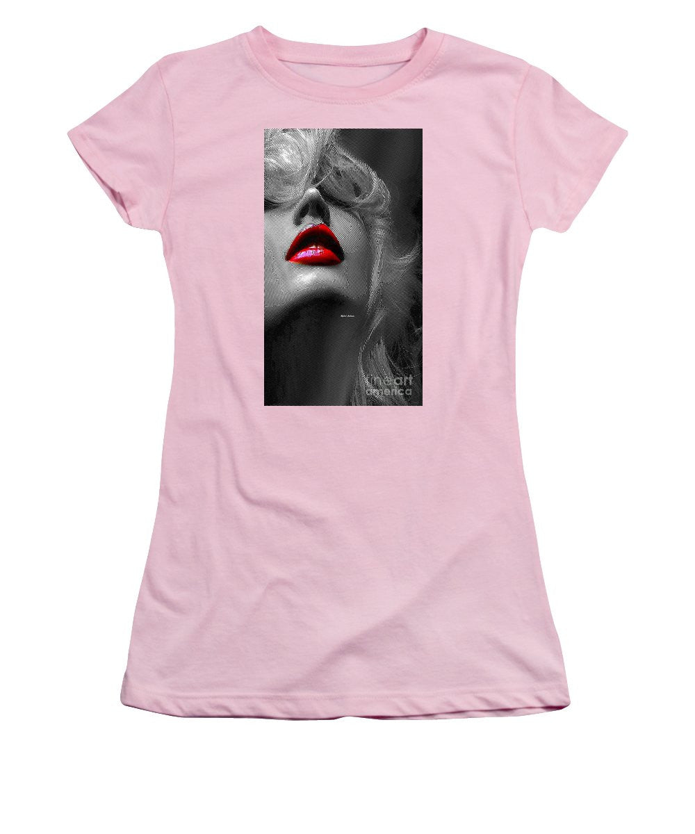 T-shirt pour femme (coupe junior) - Femme aux lèvres rouges