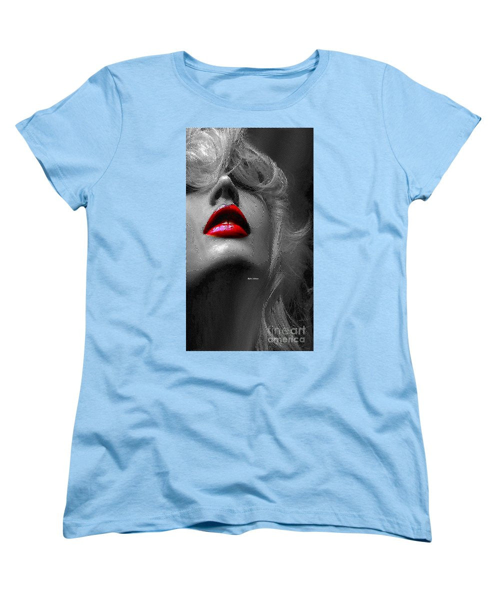 T-shirt femme (coupe standard) - Femme aux lèvres rouges