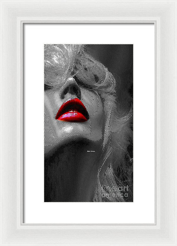 Framed Print - Woman With Red Lips