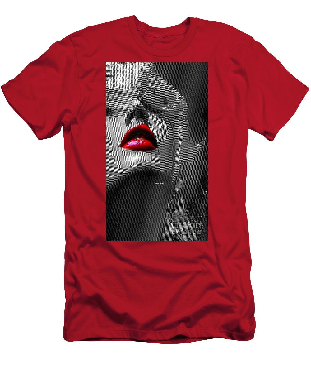 T-shirt pour homme (coupe ajustée) - Femme aux lèvres rouges