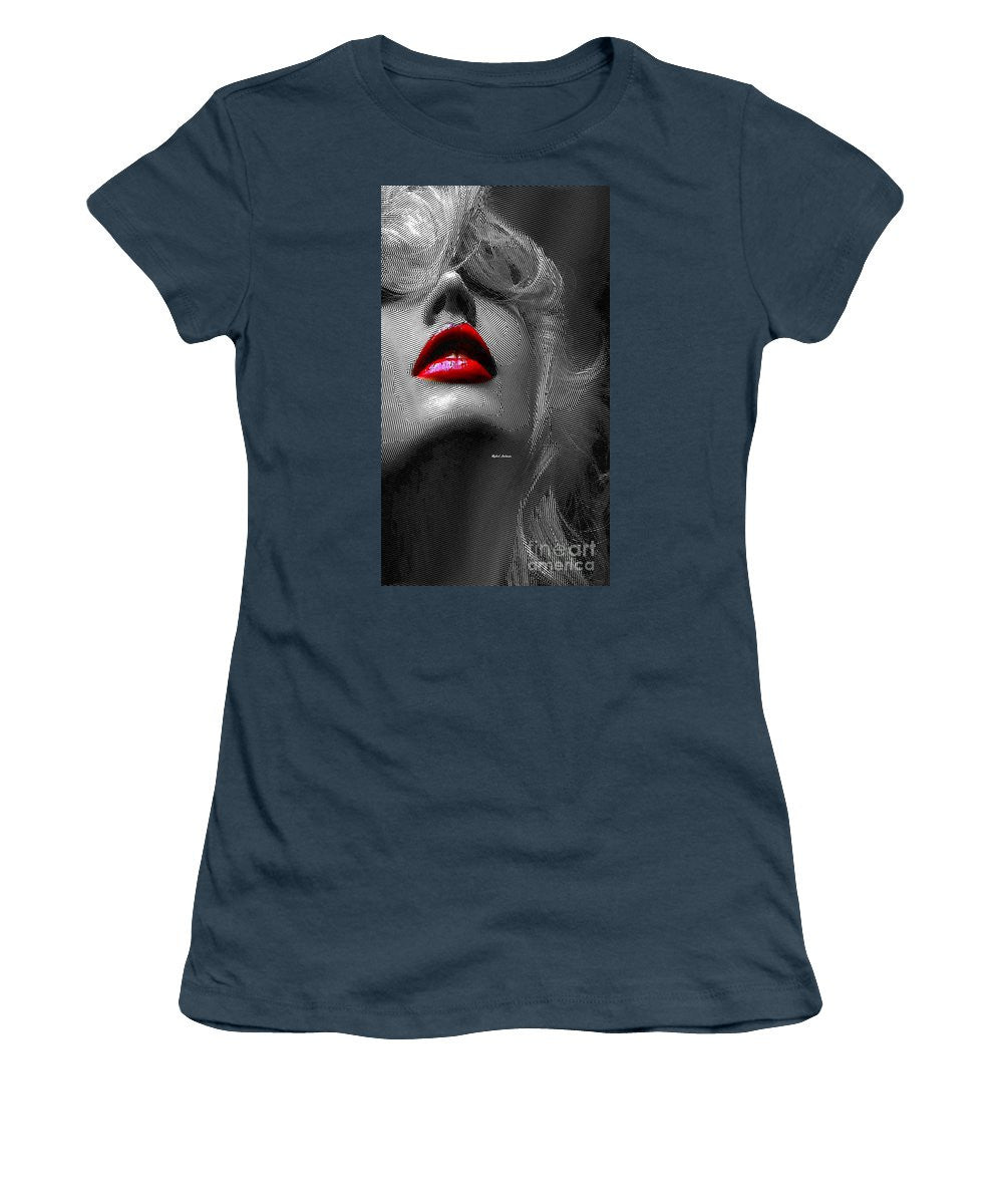 T-shirt pour femme (coupe junior) - Femme aux lèvres rouges