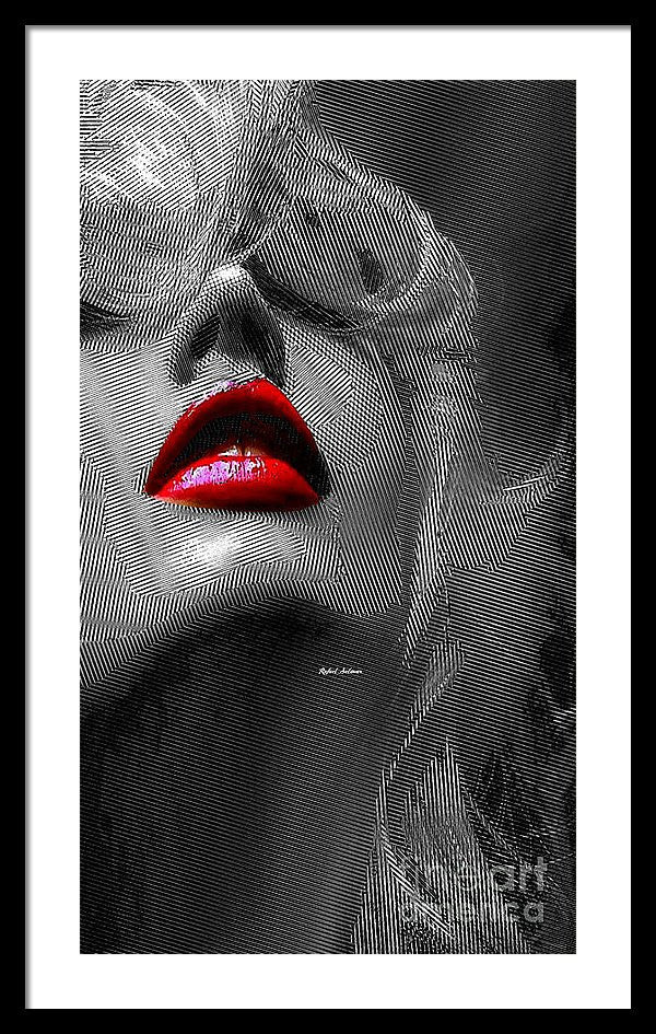 Framed Print - Woman With Red Lips