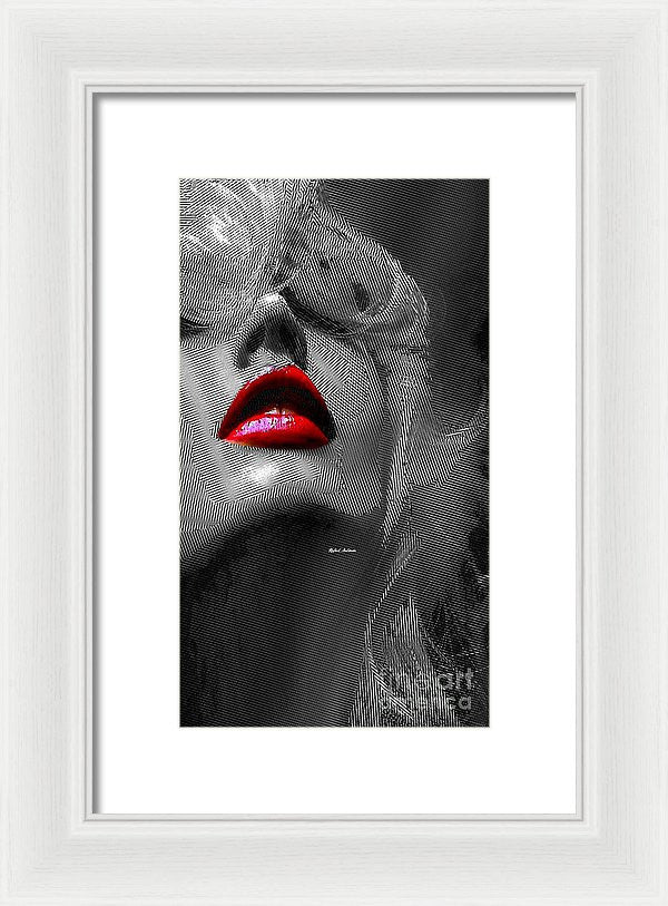 Framed Print - Woman With Red Lips