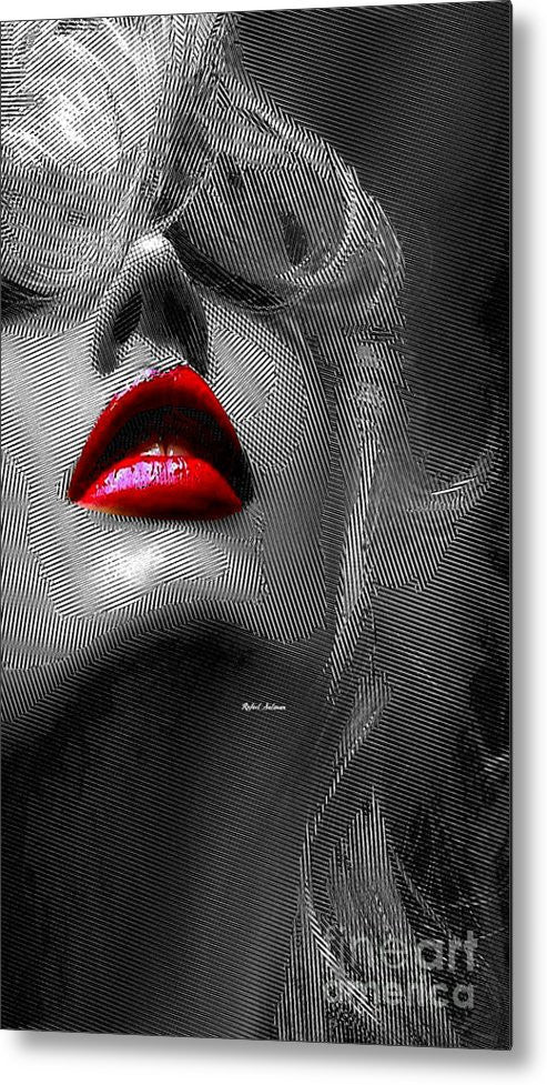 Metal Print - Woman With Red Lips