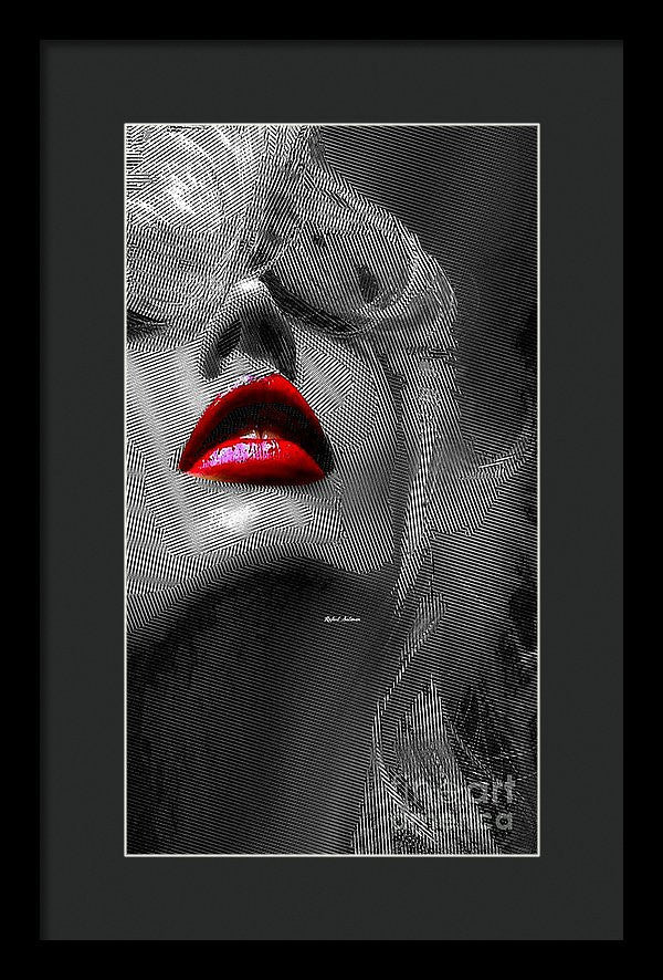 Framed Print - Woman With Red Lips