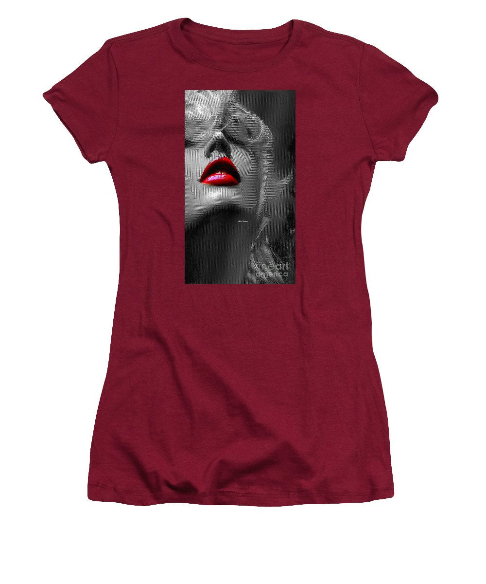 T-shirt pour femme (coupe junior) - Femme aux lèvres rouges