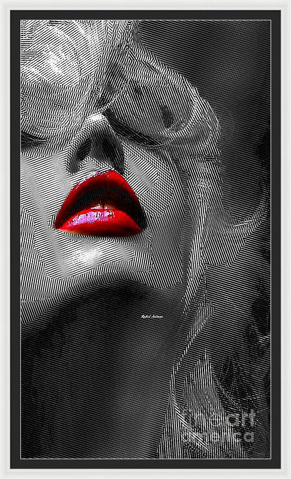 Framed Print - Woman With Red Lips