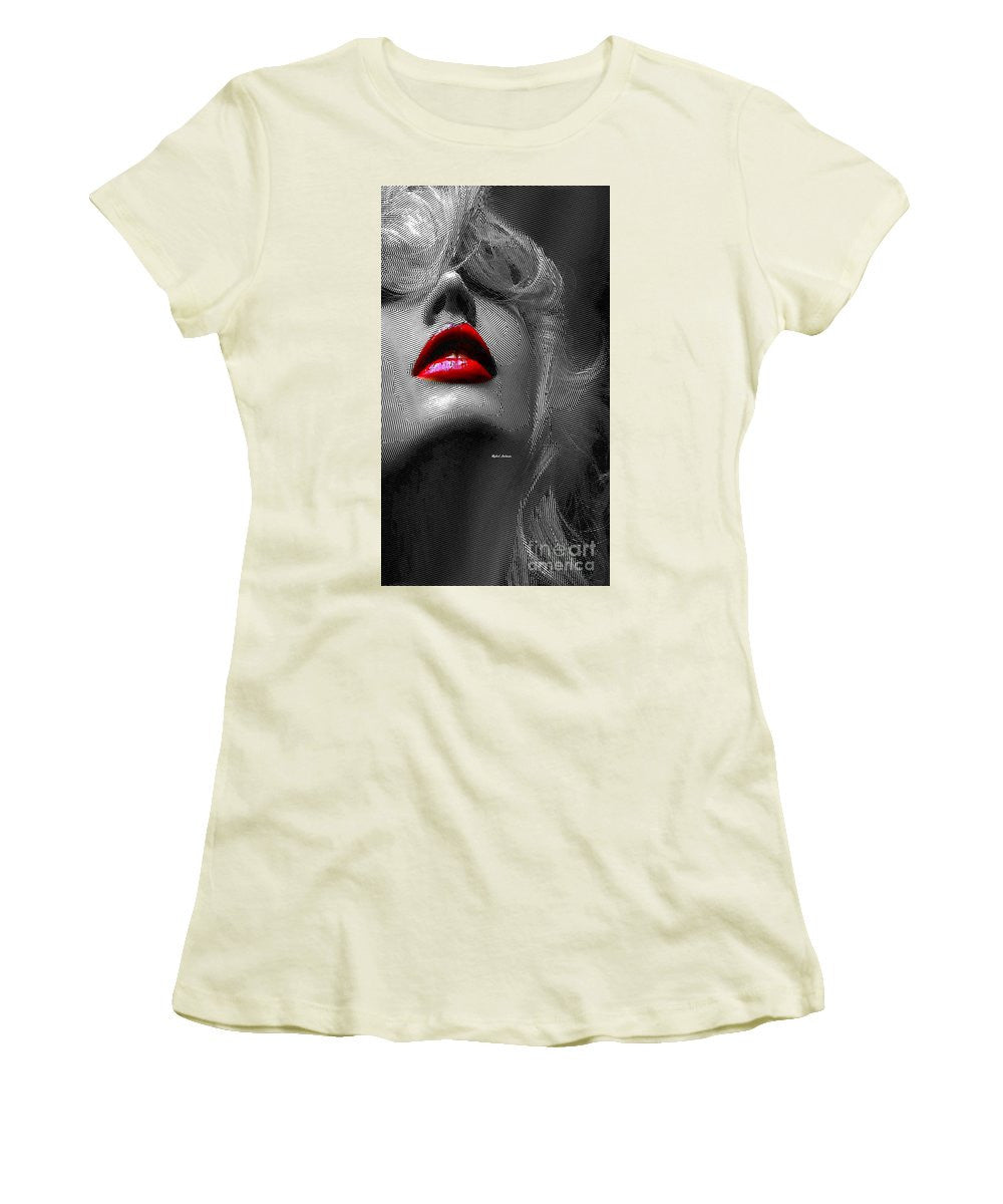 T-shirt pour femme (coupe junior) - Femme aux lèvres rouges