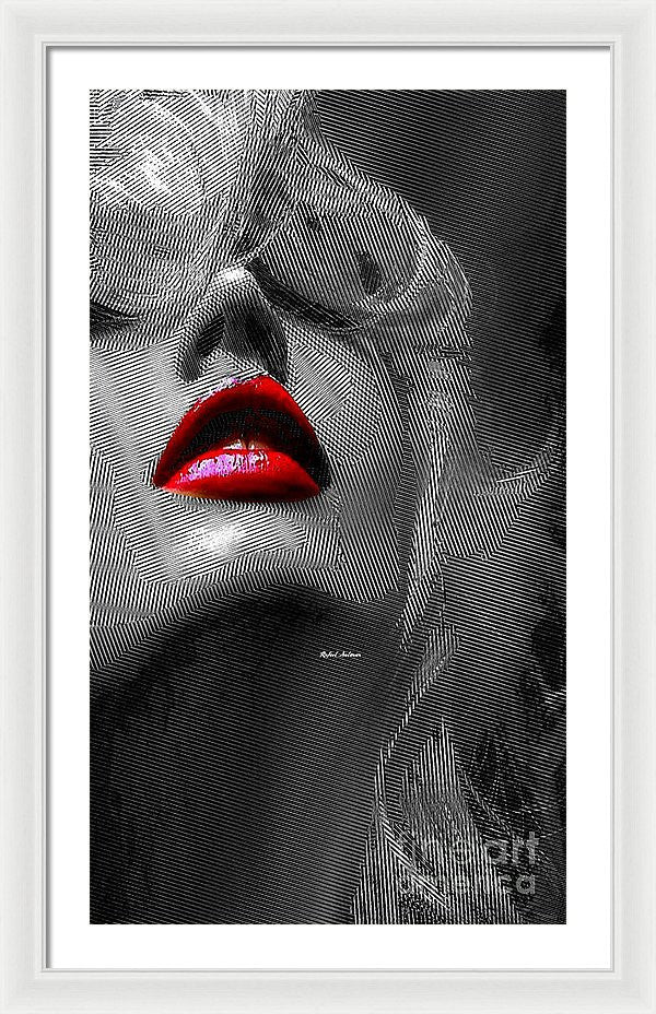 Framed Print - Woman With Red Lips