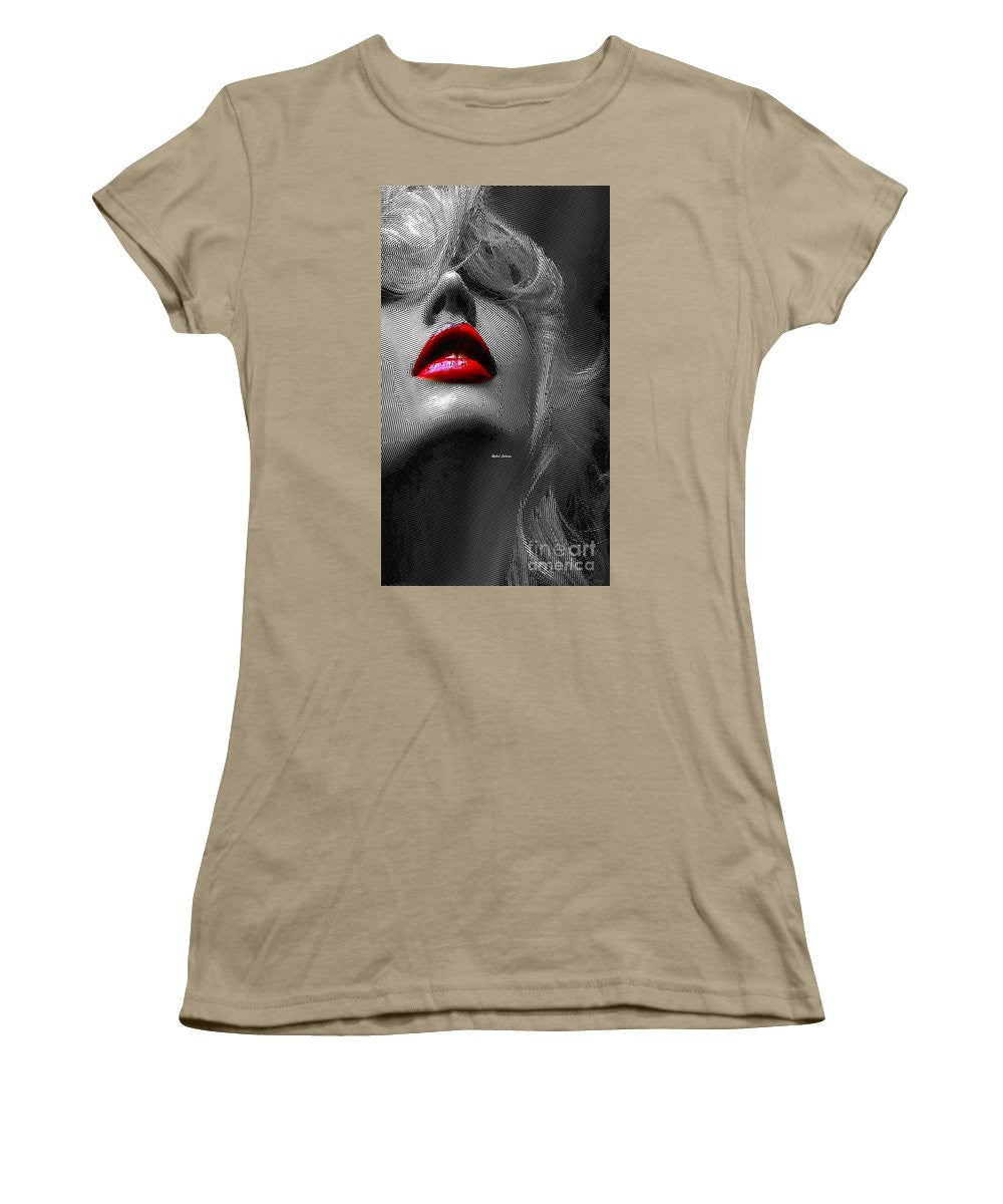 T-shirt pour femme (coupe junior) - Femme aux lèvres rouges