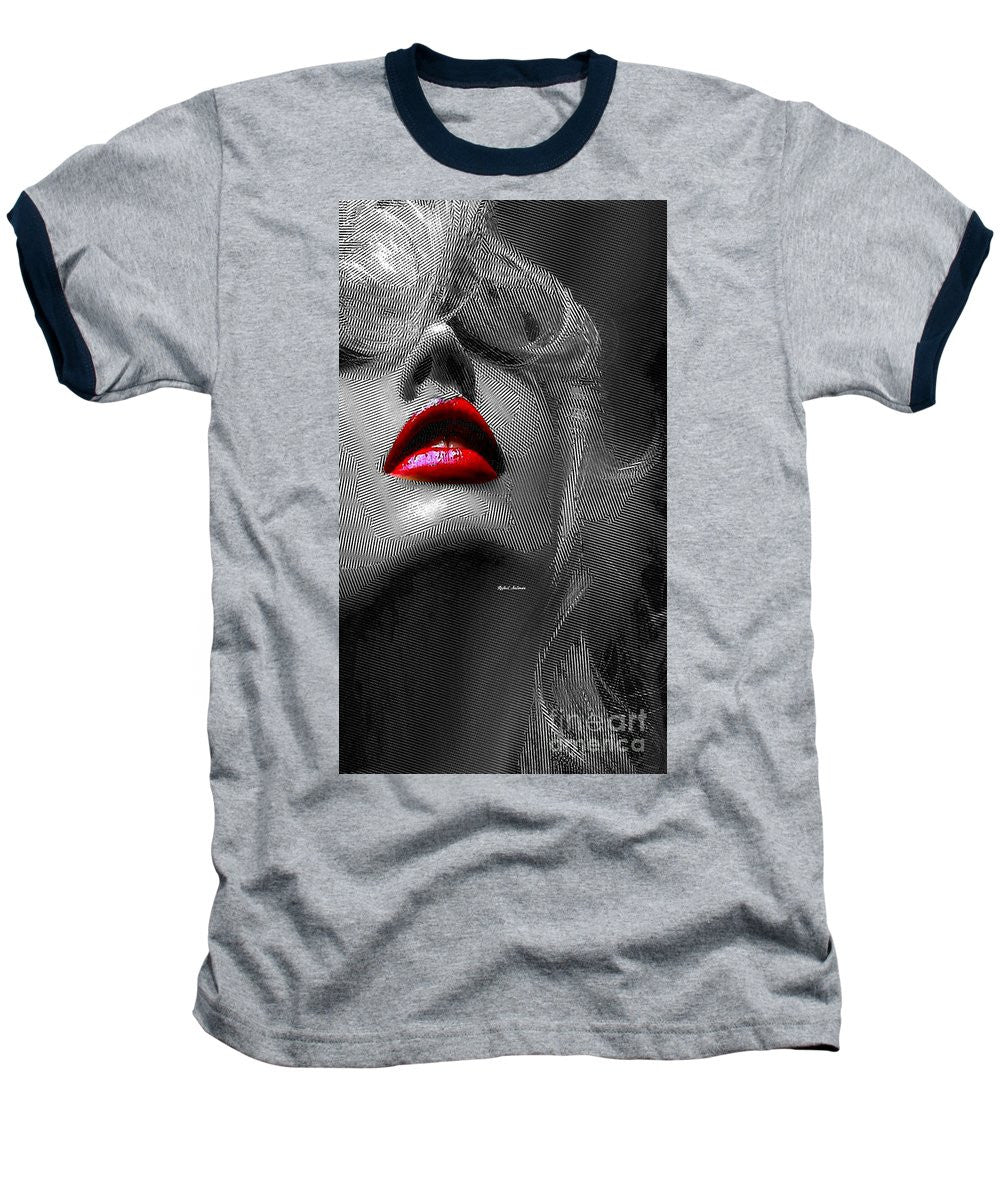 Baseball T-Shirt - Woman With Red Lips