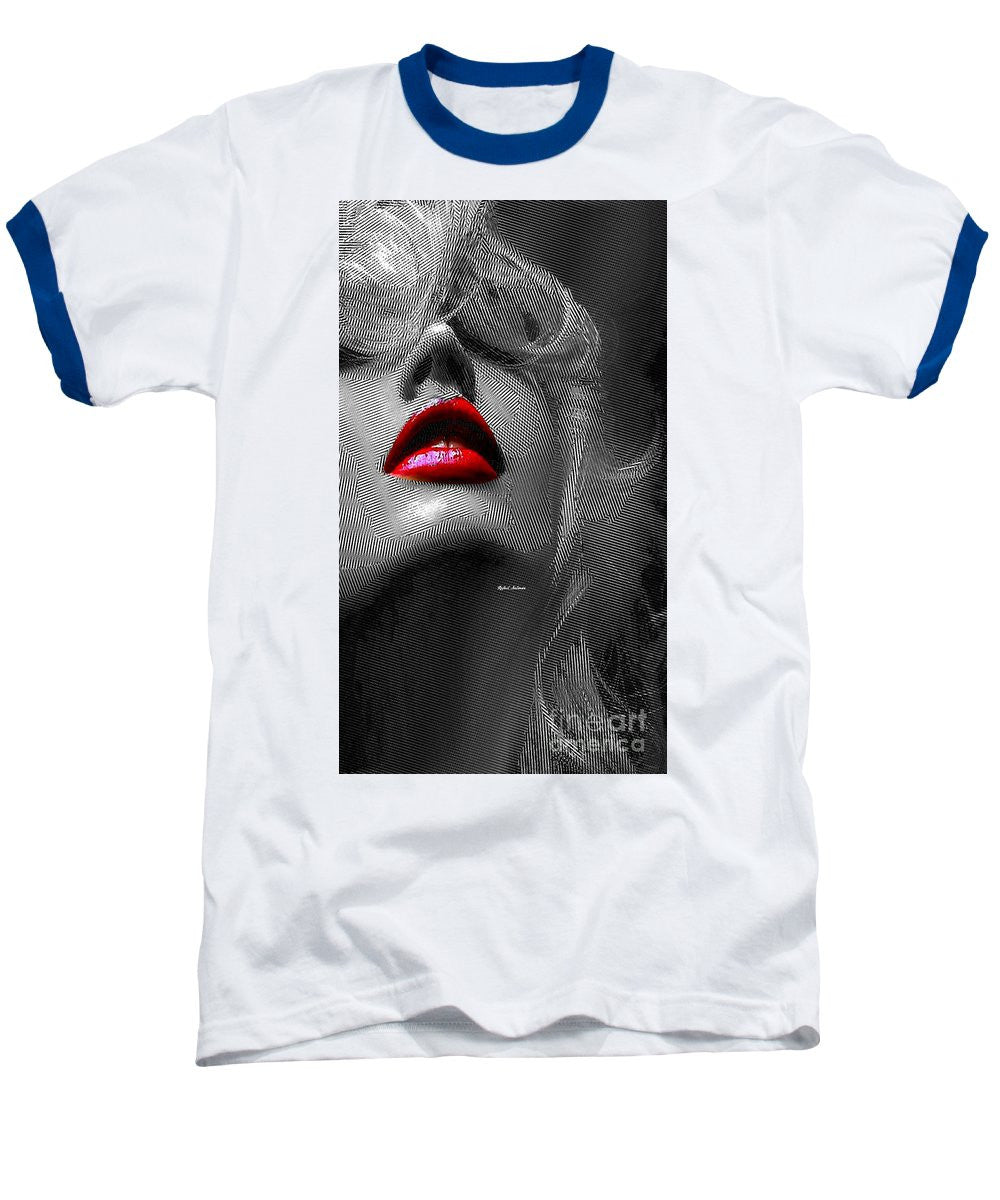 Baseball T-Shirt - Woman With Red Lips