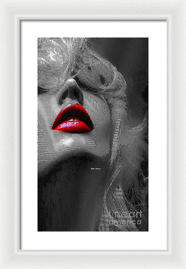 Framed Print - Woman With Red Lips